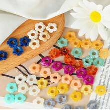 200pcs/50pcs Acrylic Beads, Flower Shaped, With Different Gradient Designs, Perfect For Making DIY Earrings And Other Jewelry Crafts. - Mixed Colors - View 2