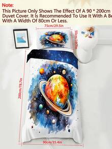 2/3件組 水彩太空行星床上用品套組，太陽系被套組含枕套，男孩女孩適用外太空臥室裝飾（不含被芯）135x200cm - 彩色 - 查看 18