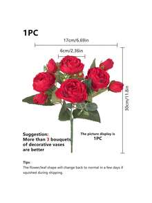 1/3 Bunch Artificial Peony Flowers, Fabric Floral, Faux Peony Bouquet, Bulk Artificial Peonies, For Vase Decoration, Floral Arrangement, Wedding, Home, Party, Tabletop, Centerpiece - Red - View 7