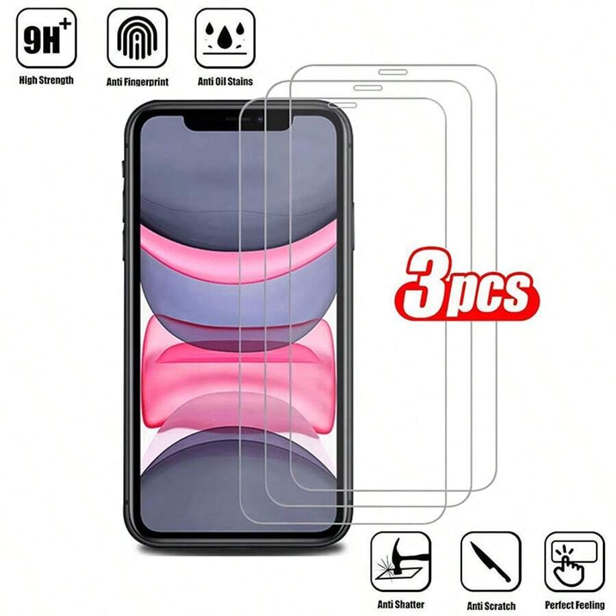 3 Películas de Vidrio Templado Transparente de Alta Definición Compatibles con 16 16plus 16pro 16promax 17 17pro 17promax 15plus 14promax 13 12mimi 11pro XR XSmax, Resistentes al Agua y a los Arañazos, Fáciles de Instalar sin Burbujas, Hechas de Material de Vidrio, Accesorios para Teléfono, Protector de Pantalla Compatible con IPhone 16, Protector de Pantalla Compatible con IPhone 13, [Versión Internacional, No Versión Local]