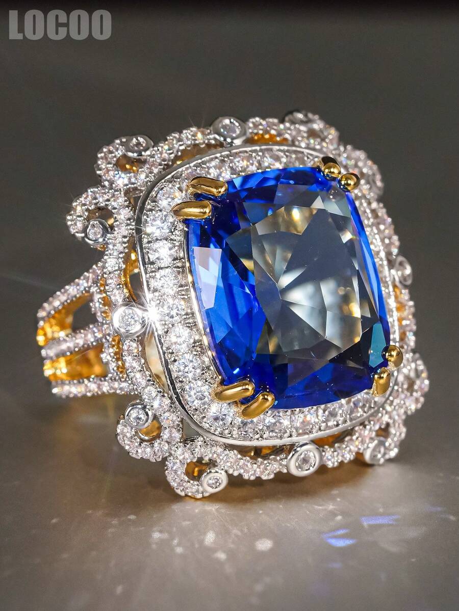 1 Stück romantischer Kubikzirkonia-Ring, geeignet für Frauen zum Tragen, geeignet für Hochzeit, Verlobung, Jahrestagsparty, Valentinstagsgeschenk - 1# - Übersicht 1