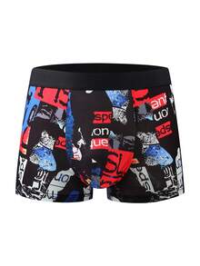 10pcs/Pack Random Mix Print Pattern Men's Boxer Briefs, Comfortable Boxer Shorts, High Elastic Mid-Rise Athletic Underwear, Stylish Men's - Multicolor - View 4