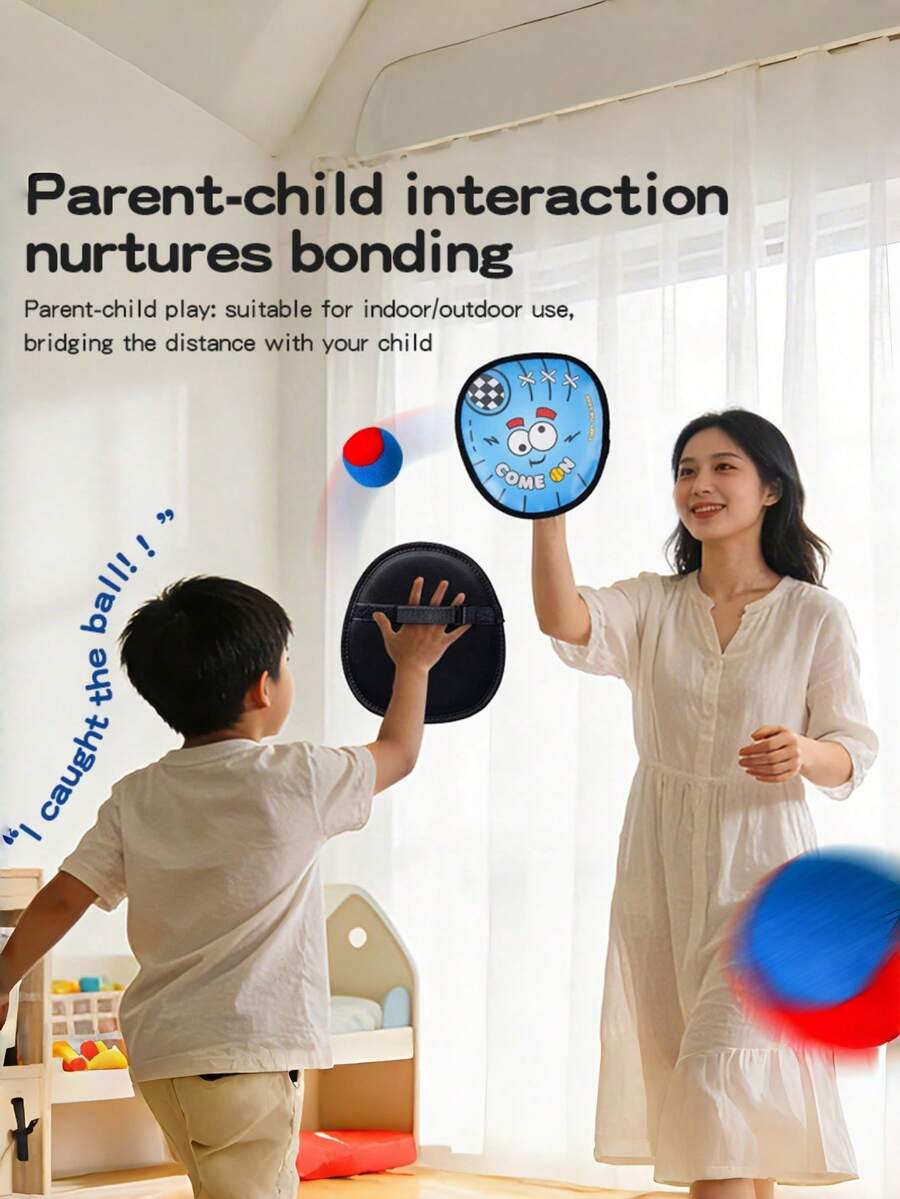 接球與投球遊戲套組,適合兒童,2 個拍子黏球套組,幼兒棒球接球玩具,戶外遊戲,適合海灘、院子和露營,家庭運動復活節籃子填充禮物,適合 3-12 歲男孩和女孩 - 多色3 - 查看 1