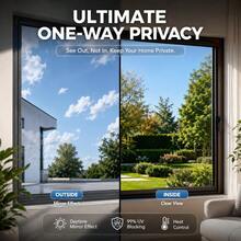 One Way Mirror Privacy Window Film Non Adhesive Static Cling UV Protection Heat Control Sun Block Anti Glare Removable For Home Office Glass Door - 1PC - View 5