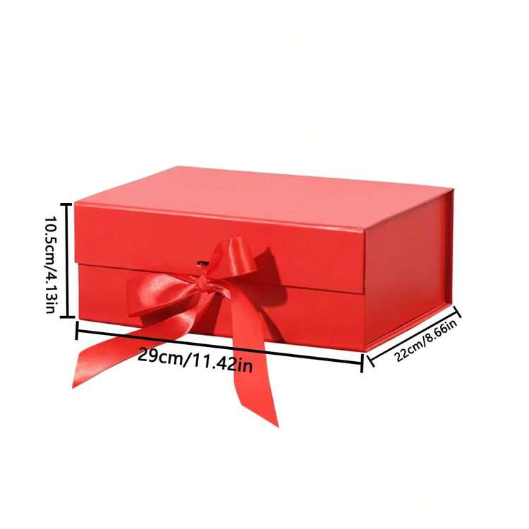 Caja de regalo roja, caja de empaque de regalo de lujo, decoración con cinta, adecuada para cumpleaños, bodas y ocasiones generales - Rojo - Añade 14