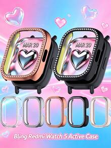 Redmi Watch 5 Active 亮鑽 PC 緩衝保護殼，水晶閃亮水鑽智慧手錶配件，中性款 - Redmi Watch 5 Active - 查看 1