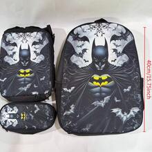 Warner Bros مجموعة حقيبة ظهر WB Bat 3 قطع، حقيبة ظهر كاجوال، حقيبة ظهر طالبة بأسلوب جامعي عصري مع طباعة، حقيبة ظهر خارجية بسعة كبيرة، حقيبة ظهر كرتونية لطيفة، العودة إلى المدرسة، هالوين، هدية عيد الميلاد، حقيبة هالوين - متعدد الألوان - مشاهدة 13