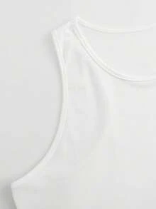 Women's Vintage Chicago Baseball Bear Print Sleeveless Round Neck Tank Top Casual Cotton T-Shirt - 白色 - 查看 6