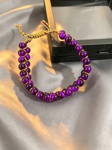 Pulsera de Cuerda Trenzada Estilo Mano con Piedra Natural Ojo de Tigre Azul, Pulsera de Cuerda de Cinco Colores de la Suerte, Piedra del Valor, Pulsera Unisex, Empaque en Caja de Regalo, Apta para Regalar o Uso Personal - Multicolor - Ver 5