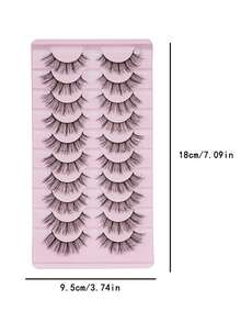 10 Pairs False Eyelashes, Lightweight & Soft, Long & Slender, Natural & Gentle - Black - View 6