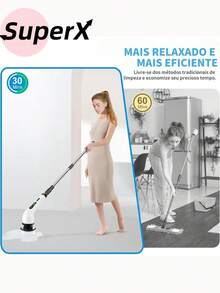 Adjustable Cleaning Brush For Windows, Bathroom And Kitchen - 9-In-1 Rechargeable Tool - 9 Cabeças De Escova Com Cabo - Xem 2