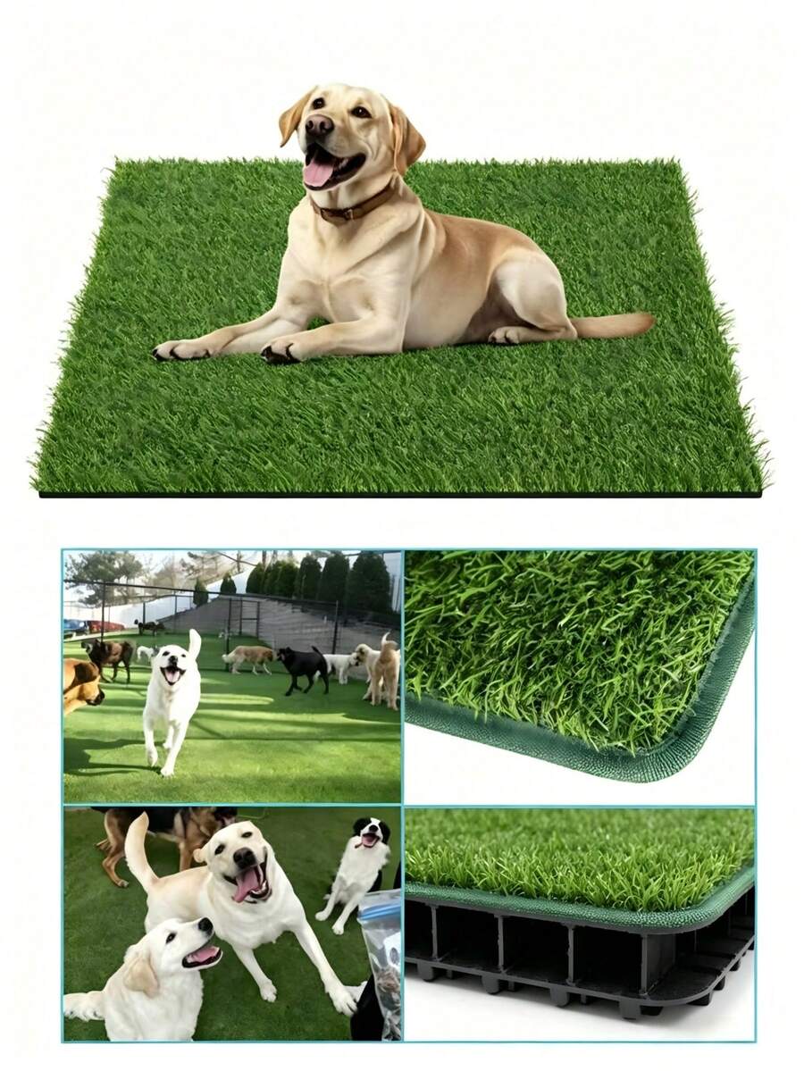 PAWSIN Almohadilla de Césped para Perros, Césped Artificial para Mascotas, Almohadilla de Entrenamiento para Ir al Baño en Interiores/Exteriores para Cachorros - Verde - Ver 1