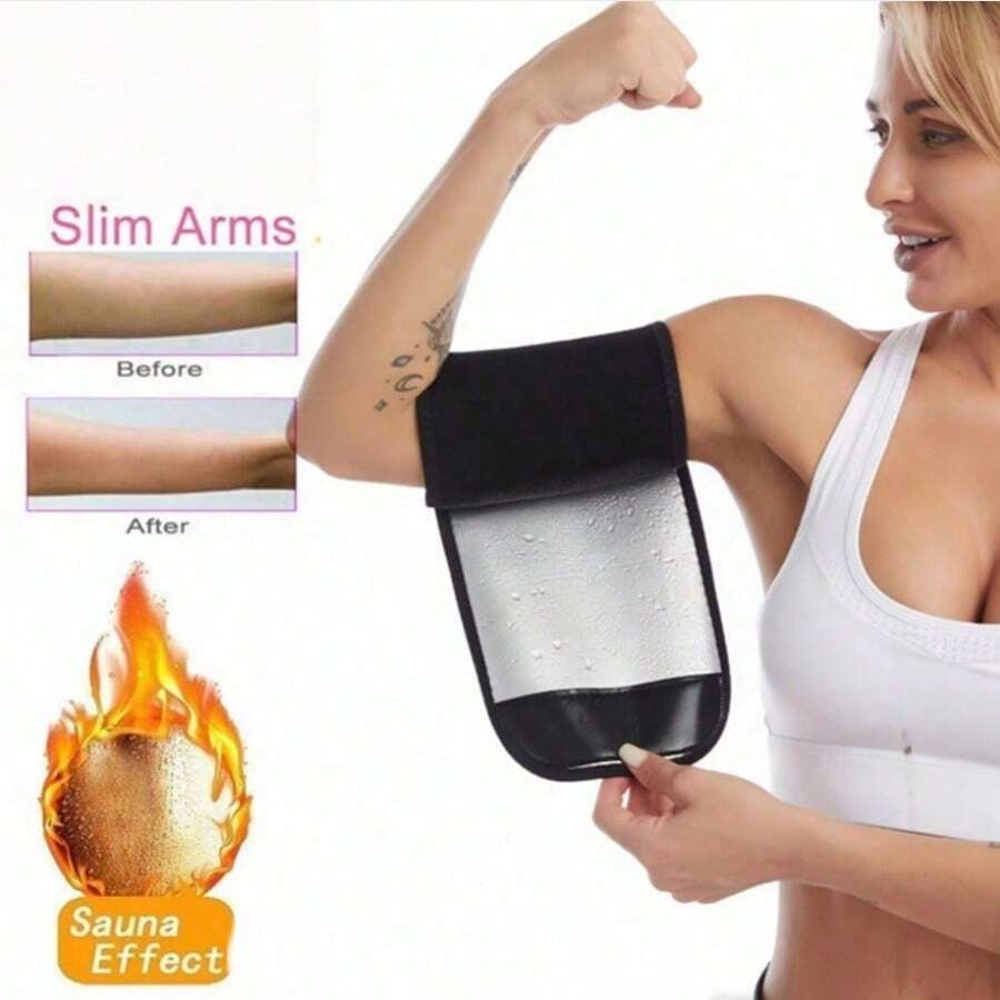1 Pair Women Sauna Arm Sweat Bands, Elastic Compression Arm Guards For Sports, Massage Arm Sleeves To Boost Sweat, Shape Arms & Reduce Fat - Multicolor - View 1
