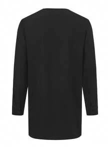 Conjunto de Kaftán para Hombre Camisa de Manga Larga Bordada Cuello Redondo y Pantalones Casuales 2 Piezas Estilo Africano Adecuado para Festivales, Regalos, Negocios - Negro - Ver 4