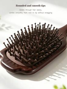 1pc/2pcs/Detangling Hair Brush With Scalp Massage, Natural Sandalwood Air Cushion Comb, Includes Spare Teeth, Ins Style Natural Wood Dark Brown Square/Round Air Cushion Brush, High Elasticity Cushion Buffer/Smooth Round Tip Teeth/Soothing/Stress Relief/Anti-Itch Hair Combing|Suitable For Long, Straight, Curly Hair|Daily Hair Care/Birthday Gift For Best Friend Or Girlfriend/Valentine's Day Gift/Home & Dorm Essential/Hair Salon Essential - Cloud Cushion Comb - View 4