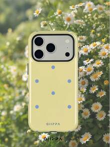 GIIPPA 1pc Cream Yellow Background With Light Blue Polka Dot Pattern Design, Phone 17 Pro Max Phone Case, Compatible With Phone 16 Pro Max, 15 Pro Max, 14 Pro Max, Korean Style High-End Fashion Fun Phone Case, Compatible With 11/12/13/14/15/16 Pro Max Plus, Elegant Design Suitable For Men And Women, Perfect Gift For Girlfriend For Christmas, Valentine's Day, Easter, Wedding Season And Birthday! - Creamy Yellow - View 8