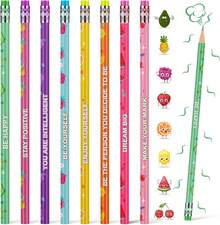 Leinuosen 30 Pcs Scented Pencils Bulk For Kids Inspirational Cute Fun Wood Smelly Pencils With Erasers Fruit Elements For School Classroom Office Students - 顏色A - 查看 1