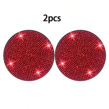2 piezas Inserto universal para portavasos de coche con cristales, silicona antideslizante e impermeable, diseño brillante con cristales, múltiples colores disponibles, accesorio de decoración interior - 2 posavasos de diamante completo - Ver 14