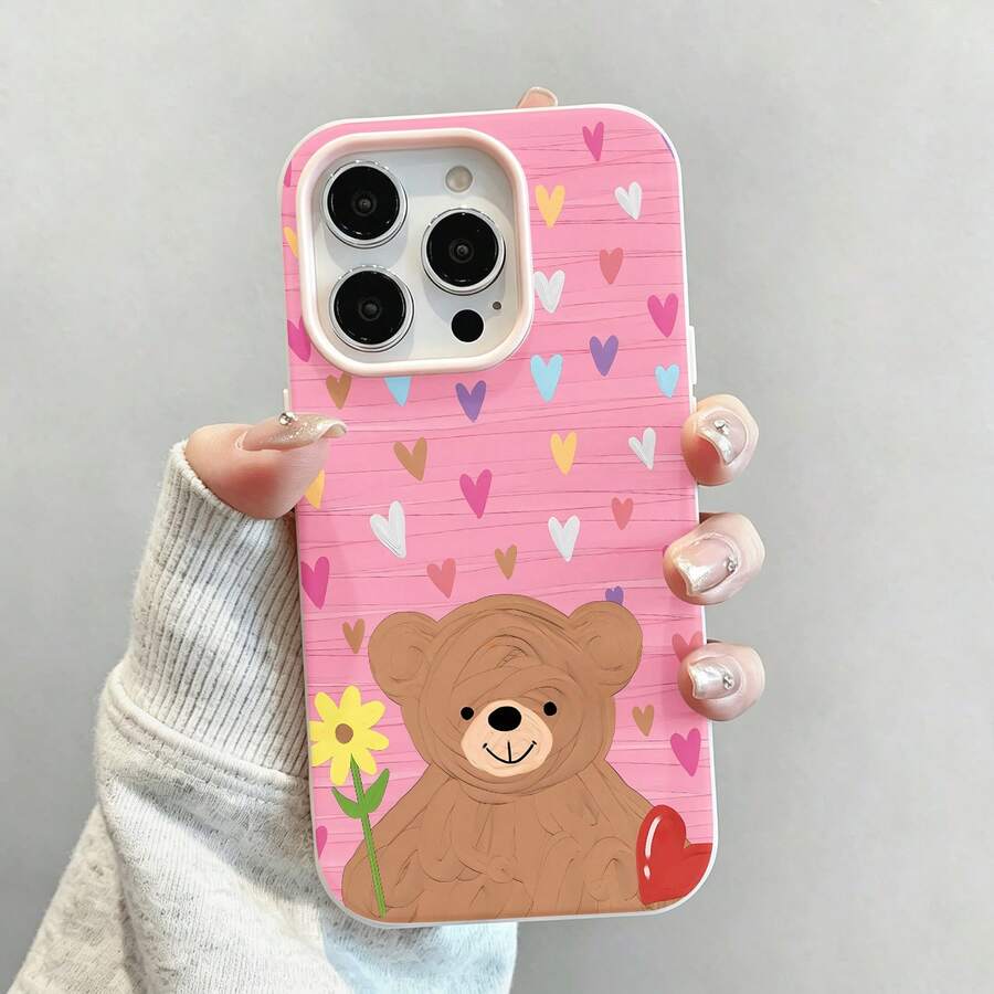 Tema de amor del oso de peluche marrónfunda de teléfono Fundas compatibles con ,Apple,VIVO,OPPO,,, y Honor.Fabricadas en silicona TPU,ofrecen protección contra golpes y caídas. - Rosa - Ver 1