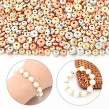 100-200pcs/Pack 4mm 6mm CCB Charm Spacer Beads, Silver Bead Wheel, Flat Round Loose Beads For DIY Jewelry Making Materials Accessories - Silver - View 4