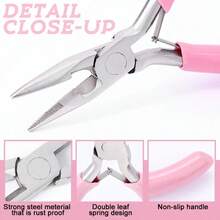 QIAO Jewelry-Making Tool Set, Suitable For Jewelry-Making Materials, Including Pliers, Tweezers, And A Necklace Repair Kit With Lobster Clasps; Suitable For Crafts And Key Chains With Jump Rings - Pliers Lobster Clip Opening Ring Set - View 5