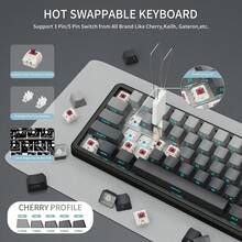 ATTACK SHARK X66 Wireless Mechanical Gaming Keyboard With Knob,Tri Mode USB-C/BT5.0/2.4G Gasket Mounted 60% RGB Gaming Keyboard, Side Printed PBT Keycap,Hot Swappable Strawberry Switch - Cheese White/ Star Black/ Moonlight/ BlackBerry - View 4