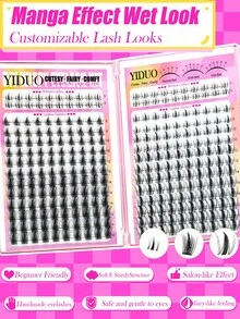 YIDUO 簇狀睫毛套組 1400PCS 漫畫感水光柔細簇狀睫毛 40D 50D 60D 80D 9-16mm 連續長度 D捲 個別睫毛 附仙女漫畫下睫毛 全套DIY睫毛工具組 初學者適用 旅行必備 女性禮物 自居家DIY - 彩色 - 查看 13