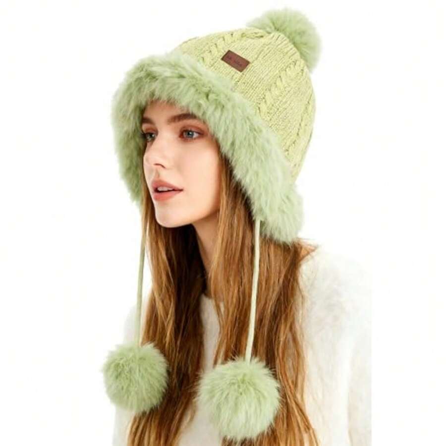 Women Beanie Hat - Green - View 1