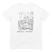 1 Piece PODS Women's High Crew Neck Cotton T-Shirt With N Print, Men's Short Sleeve T-Shirt, 180g, 100% Cotton - 白色 8 - 查看 1