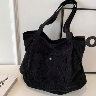 1Pc Corduroy Material Tote Bag ,Women High-Capacity Handbag…