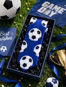 1pc Men's Sports Theme Tie With Football Print, Fashion Party Necktie For Events - Multicolor - View 5