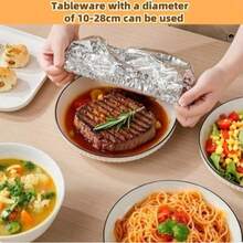 10/20/30/50pcs Reusable Aluminum Foil Food Covers, Bowl Plate Tabletop Food Warmers, Keep Warm Fresh Dust-Proof, Leftover Storage Sealed Lids, Kitchenfatkun Food Preservation Supplies, Suitable For Refrigerator And Microwave - Multicolor - View 5