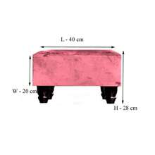Rectangular Linen Ottoman Footstool With Wooden Legs For Home Use - Rosa Pálido - Ver 2