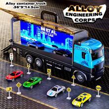 Juguete de camión de transporte de aleación fundida con caja de almacenamiento y lanzador con resorte, juego de transporte deslizante para niños - Multicolor - Ver 13