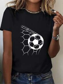 Cotton Women's Round Neck T-Shirt Breathable, Skin Friendly, Lightweight, Comfortable, Versatile For Daily Commuting, Short Sleeve, Casual , Versatile Top, Excellent Gift - Black - View 1
