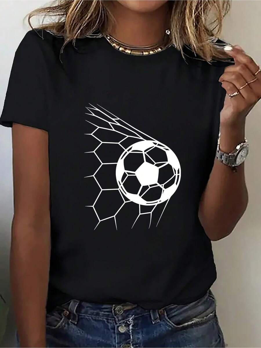 Cotton Women's Round Neck T-Shirt Breathable, Skin Friendly, Lightweight, Comfortable, Versatile For Daily Commuting, Short Sleeve, Casual , Versatile Top, Excellent Gift - Black - View 1