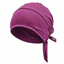 CONFLASS 1/3pcs Women's Soft Elastic Tie Headscarf, Muslim Headwrap Inner Cap, Breathable Sleeping Cap For Curly Hair, Adjustable For Daily & Nighttime Use, Multiple Colors Available - Strappy Bottom Hat - View 12