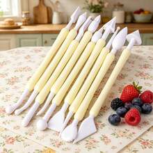 9pcs Fondant Tool Set Includes 9 Double-Ended Tools, 1 Sculpting Pen, 1 Cream Cake Carving Pen, Fondant Decorating Tools, Suitable For Kitchen DIY Cream Baking Tools - White - View 2
