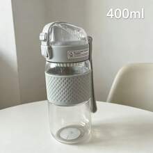 1pc Flip-Top Direct Drinking Water Bottle, Designed For Students, Leak-Proof And Easy To Clean, Built-In Portable Handle, Suitable For School And Outdoor Camping - Light Grey - View 5