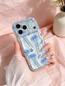 Blue Jellyfish Transparent Phone Case Compatible With IPhone 13 15 16 17pro 17 14 17 17pro Max &Compatible With Samsung Galaxy/A54 A14 A15 S23 S24 S24ultra S25 A07 A17 S26 A57 Ocean Style Girly Shockproof Soft Shell - Multicolor - View 6