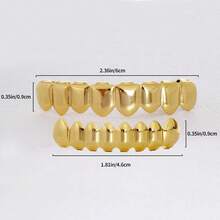 Grillz - Juego de parrilla de 18 quilates chapados en oro con dientes de boca de Grillz extraíbles para hombres y mujeres, disfraz de rapero de hip hop, fiesta de Halloween, accesorios de disfraces - 1 - Ver 3