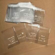 100/200pcs, Transparent Heart 4-In-1 Self-Adhesive Bags, Letter Pattern Packaging Bags, The Perfect Choice For Small Gift Wrapping, Party Favor Gift Bags - Clear - View 5
