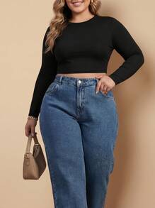 Plus Size Women's Wide Leg Jeans, Long Wash Pocket Design, Non-Stretch, Suitable For Daily Wear Spring - Blue - View 2