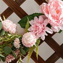 Yuejia 1 Bunch New Style Dahlia & Peony Artificial Flower Bouquet, Semi-Circular Decoration, Suitable For Living Room Multi-Scene Decor - Pink - View 8