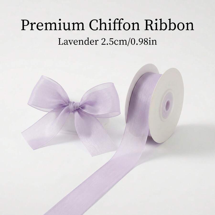 1 Roll Soft Taro Purple Sheer Organza Ribbon, INS Style Lavender Ribbon, Semi-Transparent Texture Gift Box Packaging Satin Ribbon, Bow DIY Decoration Ribbon - View 1