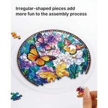 Acrylic Puzzles Suncatcher Window Hanging, 83 Pieces 7.4 Inch Sun Catcher Acrylic Puzzles Garden Decoration For Women Men Mom Birthday Gift Home Decor (Dawn Flower) - 蝴蝶盛開 - 查看 6