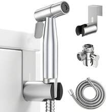Vòi xịt vệ sinh bằng thép không gỉ, bộ vòi xịt cầm tay áp lực cao có điều chỉnh, bao gồm dây dẫn, giá đỡ và van chữ T, phù hợp để vệ sinh cá nhân và làm sạch thú cưng - súng phun sơn - Xem 2
