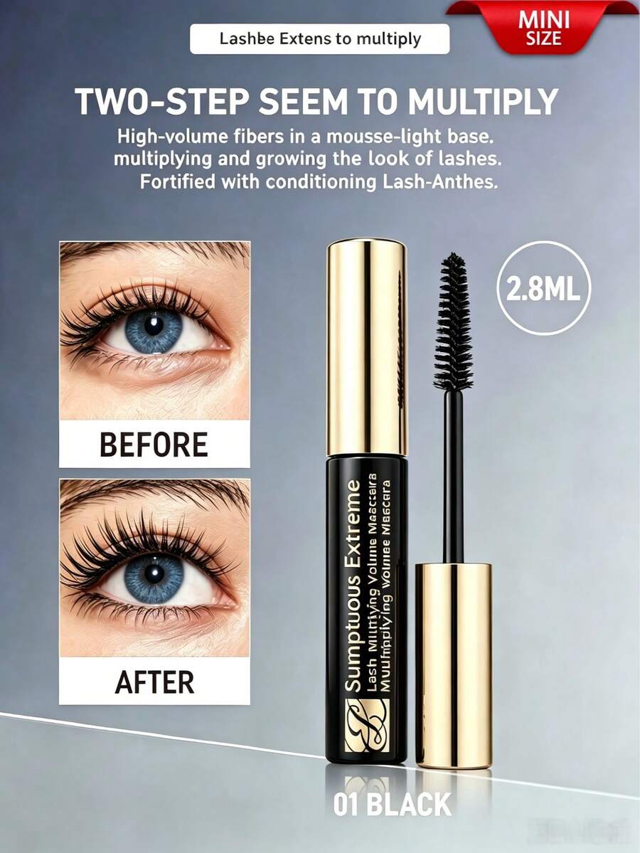 Estée Lauder Sumptuous Bold Volume Lifting Mascara #01 Extreme Black (Mini Travel Size) 2.8ml/0.09 Oz | The Extreme Bold Volume™ Formula Blends Three High-Volume Fibers Into A Lightweight Mousse Texture. | This Formula Creates A False Lash Effect, Increasing Lash Count And Length. - 01 Extreme Black - 2.8ml - View 1