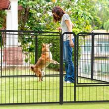Parque infantil plegable para mascotas, 65*80 cm, cierre automático, valla portátil con puerta, para perros, conejos, animales pequeños y gatos, 6 paneles / 8 paneles / 12 paneles / 16 paneles - Negro - Ver 3