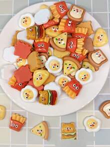 10/30pcs Mini French Fries & Burger Accessories - Cute Food Themed Slime Beads, Suitable For Handmade Crafts, DIY Decorations, Fridge Magnets - Vibrant Colors, Durable Plastic Accessories, French Fries Themed Small Accessories - Multicolor - View 1